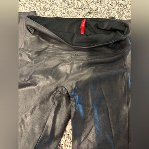 Black faux leather leggings